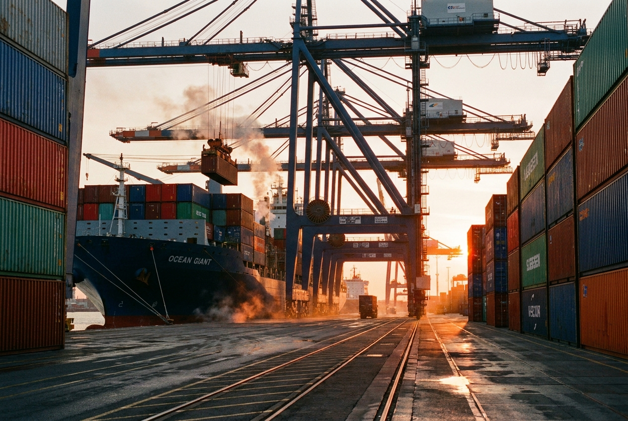 Puerto de contenedores y comercio internacional